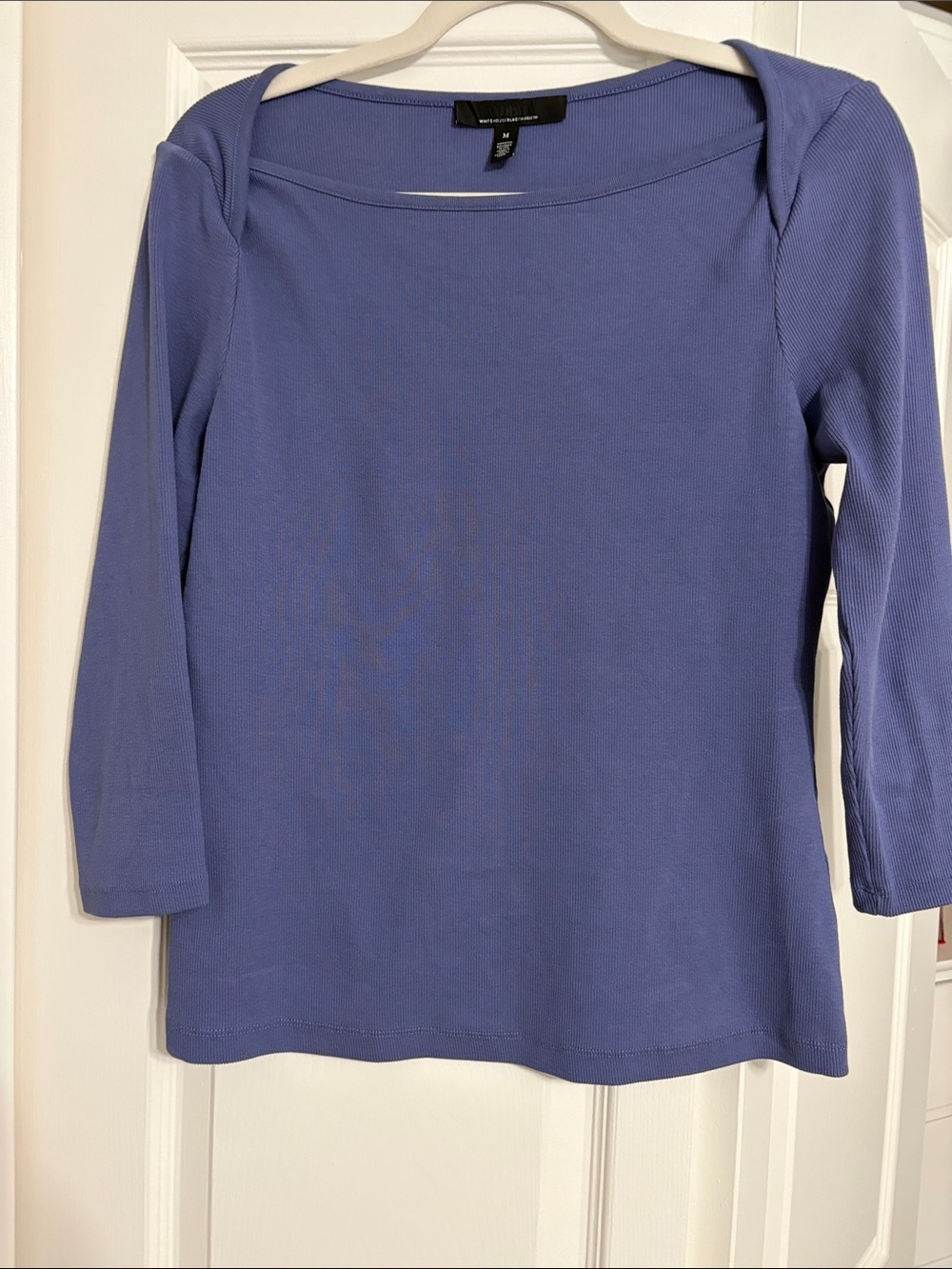 White House Black Market Periwinkle Scoop Neck Long Sleeve Top